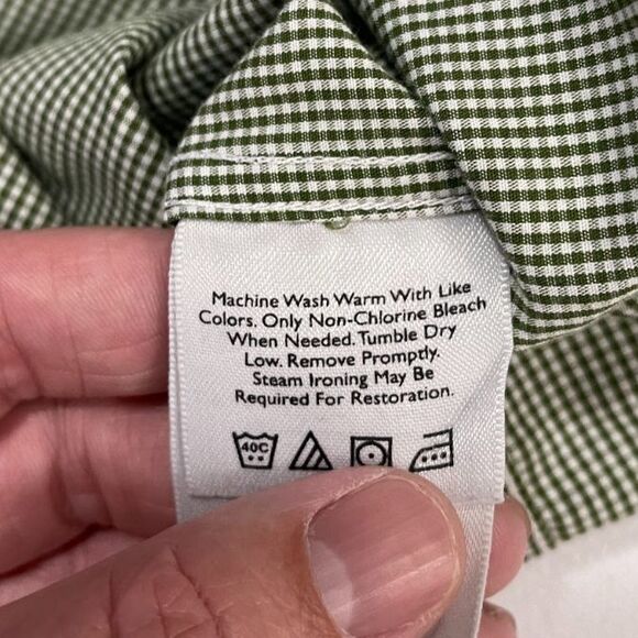Eddie Bauer Men's Wrinkle Resistant Green White Gingham L/S Shirt Size XL - Picture 4 of 6